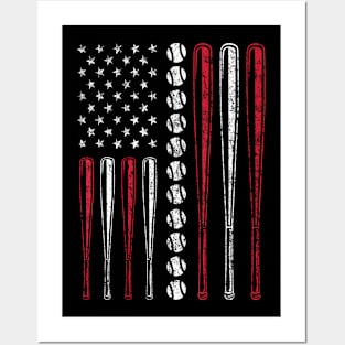 American Flag Baseball Team Boys Girls Posters and Art